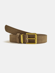 Golden Buckle Suede Belt