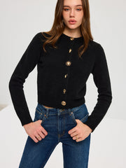 Wool Blend Metal Button Cardigan
