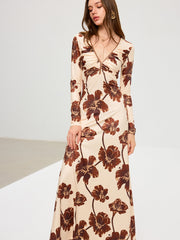 Floral Print V-Neck Maxi Dress