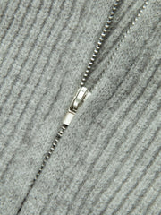 Crew Neck Zip-Up Knit Outerwear