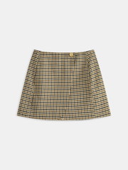 Metal Detail Checkered Mini Skirt