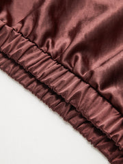 Satin Cowl Neck Cropped Cinched Blouse