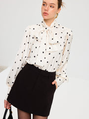 Polka Dot Tie Neck Satin Shirt