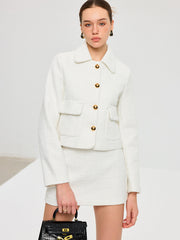 Tweed Lapel Jacket and Mini Skirt Set