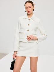 Tweed Lapel Jacket and Mini Skirt Set