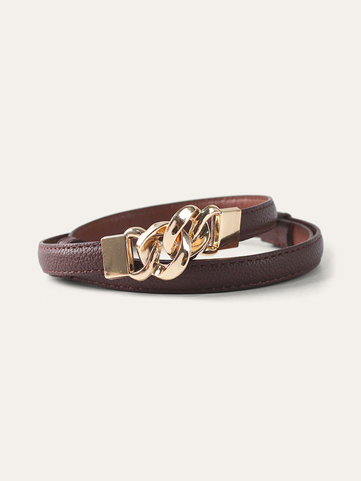 Twisted Buckle PU Leather Thin Belt