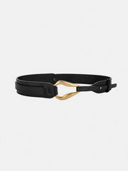 Golden Irregular Buckle Wide Leather Belt