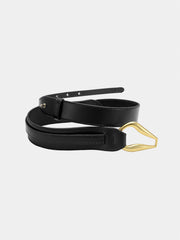 Golden Irregular Buckle Wide Leather Belt