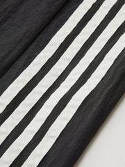 Denim Paneled Striped Drawstring Midi Skirt