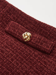 Metal Detail Tweed Slit Mini Skirt