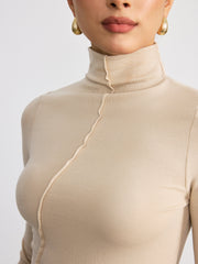 Seam Detail Turtleneck Slim T-Shirt
