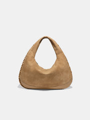 Braided Trim Suede Hobo Bag