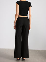 Mid-Waist Straight-Leg Pants