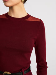 Sheer Paneled Wool Blend Knit Top