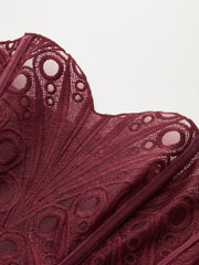 Lace Cut-Out Adjustable Back Tie Corset Top