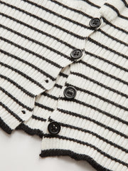 Striped Asymmetric Neck Slit Knit Top