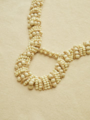 Wool Blend Beaded Cut-Out Neckline Long Sleeve Dress