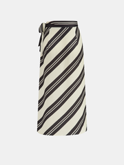 Striped Wrap Midi Skirt