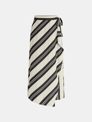 Striped Wrap Midi Skirt