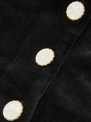 Velvet-Cinched V-Neck Chiffon Paneled Cropped Blouse