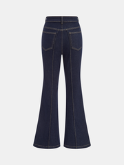 Mandarin Knot Slim Stretch Flare Denim Pants