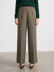 Houndstooth Mid-Waist Straight-Leg Pants