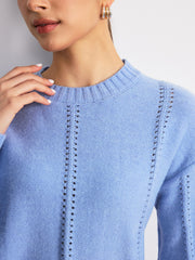 Eyelet Detail Crew Neck Sweater