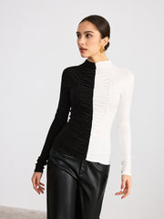 Two-Tone Ruched T-Shirt