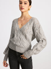 Scalloped Edge Reversible Wool Blend Sweater
