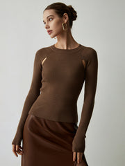 Slim Fit Cut-Out Long Sleeve Top