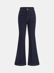 Mandarin Knot Slim Stretch Flare Denim Pants