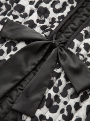 Bow Tie Leopard Print Quilted Vest