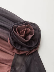 3D Rose Detail Ombre Mesh Off-Shoulder T-Shirt