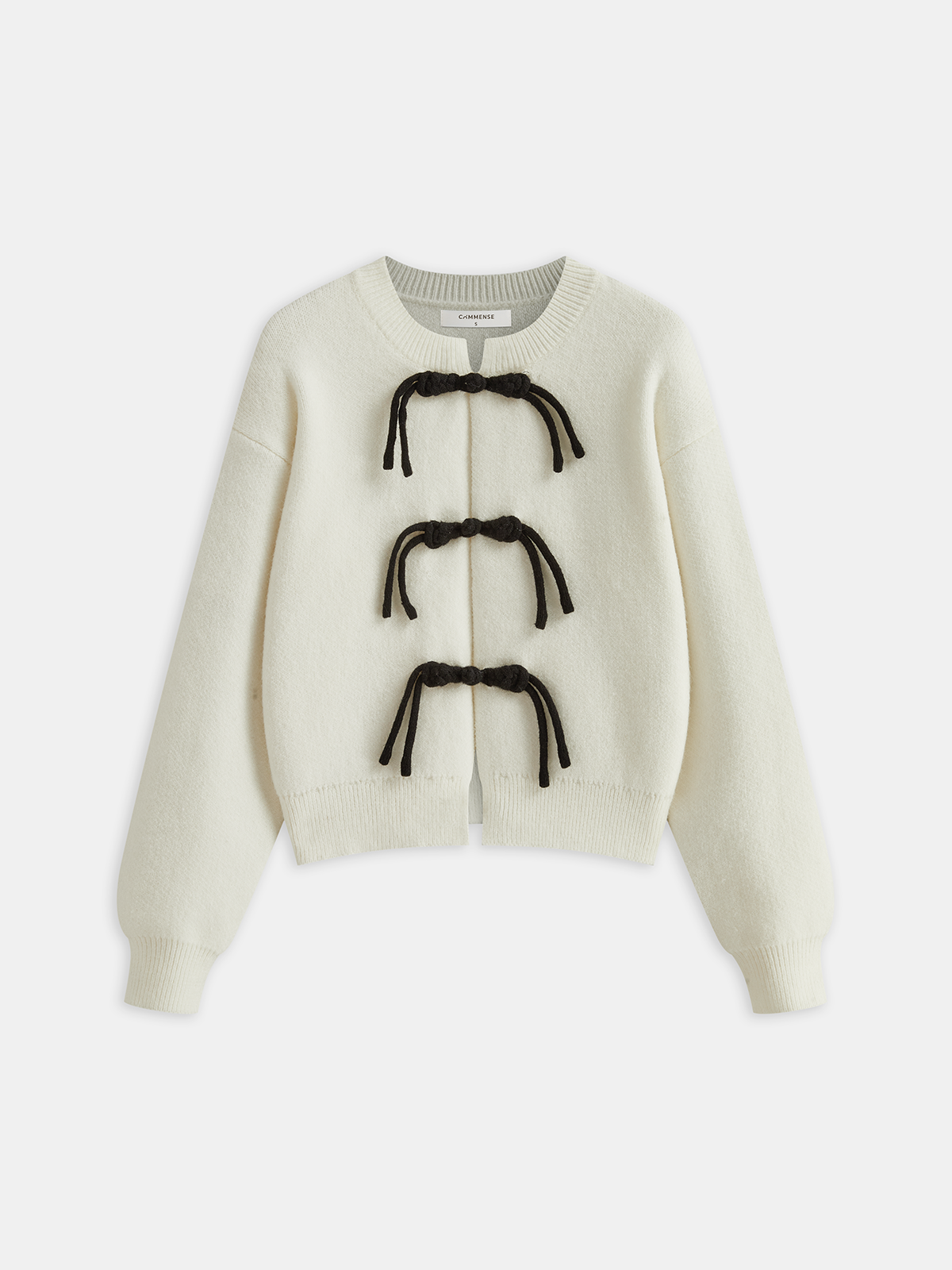 Contrast Knot Button Knit Cardigan