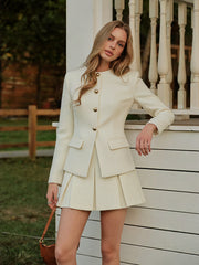 Tweed Pleated Mini Skirt