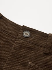 Corduroy Mid-Waist Curved-Leg Pants