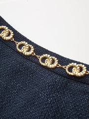 Tweed Mini Skirt with Golden Chain Belt