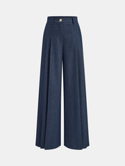 Mid-Waisted Pleated Wide-Leg Pants