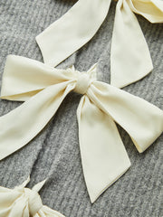 Wool Blend Short Sleeve Bow Knit Top