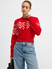 Floral-Patterned Wool Blend Cardigan