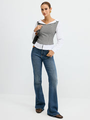 2 in 1 Gingham Paneled Shirt