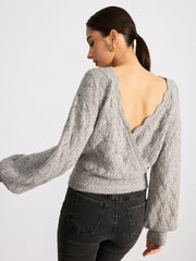 Scalloped Edge Reversible Wool Blend Sweater