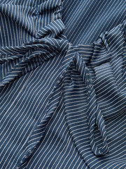 Striped Tie-Front V-Neck Peplum Blouse