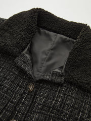 Faux Fur Collar Tweed Belted Mini Dress