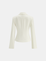 Scalloped Collar Metal Button Blazer