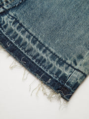 Frayed Hem Paneled Design High-Waisted Jeans