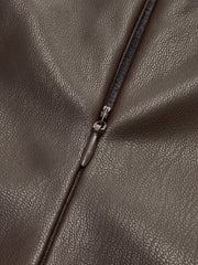 Lace Trim PU Leather Sleeveless Maxi Dress