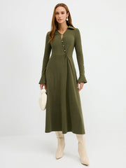 Asymmetrical Twist Knit Maxi Dress