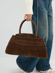 Suede Top-Handle Tote Bag