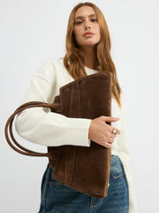 Suede Top-Handle Tote Bag